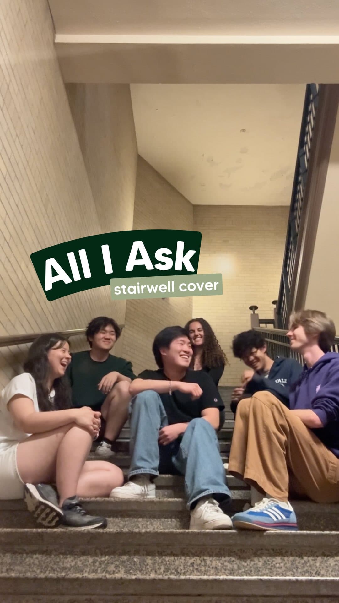 Doox singing All I Ask together in a stairwell
